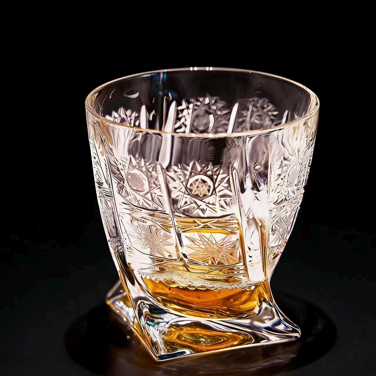 Clear Star Grid  Whiskey Glass | Luxury Handmade Gift