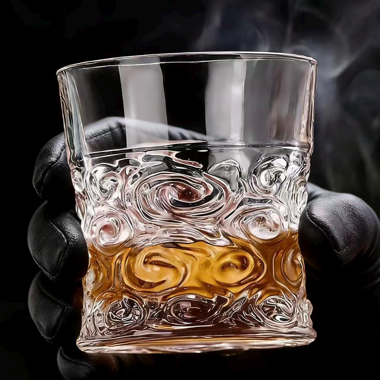 Clear Swirl Wave  Whiskey Glass | Luxury Handmade Gift