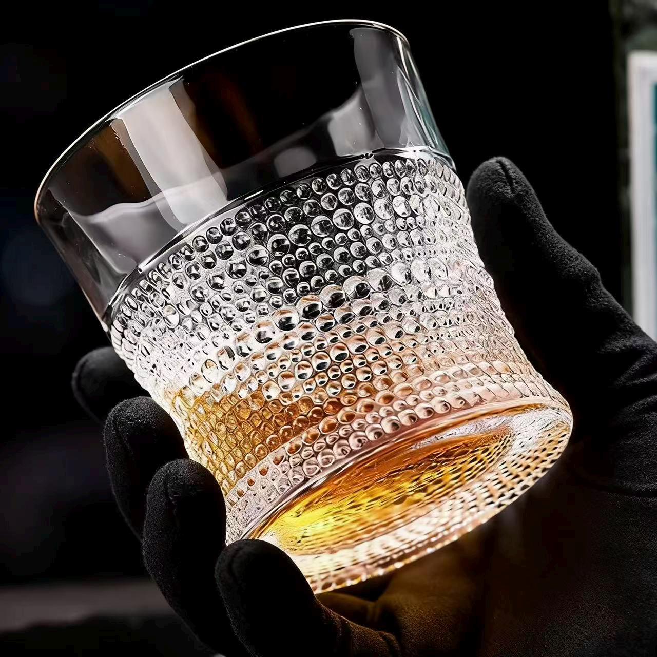 Clear Swirl Wave  Whiskey Glass | Luxury Handmade Gift