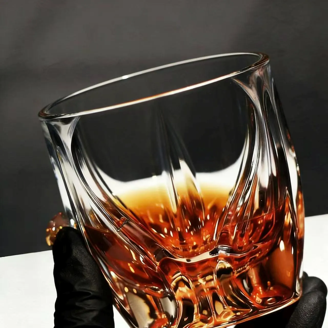 Clear Vertical Ridge  Whiskey Glass | Luxury Handmade Gift