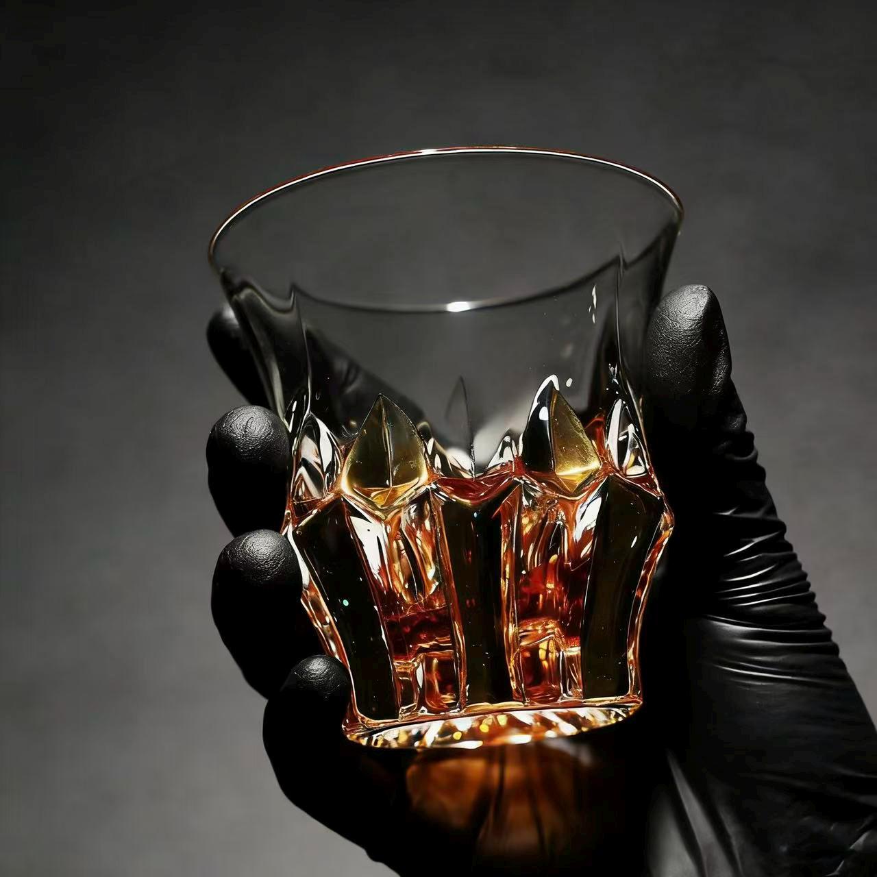 Black Gold Pyramid  Whiskey Glass | Luxury Handmade Gift