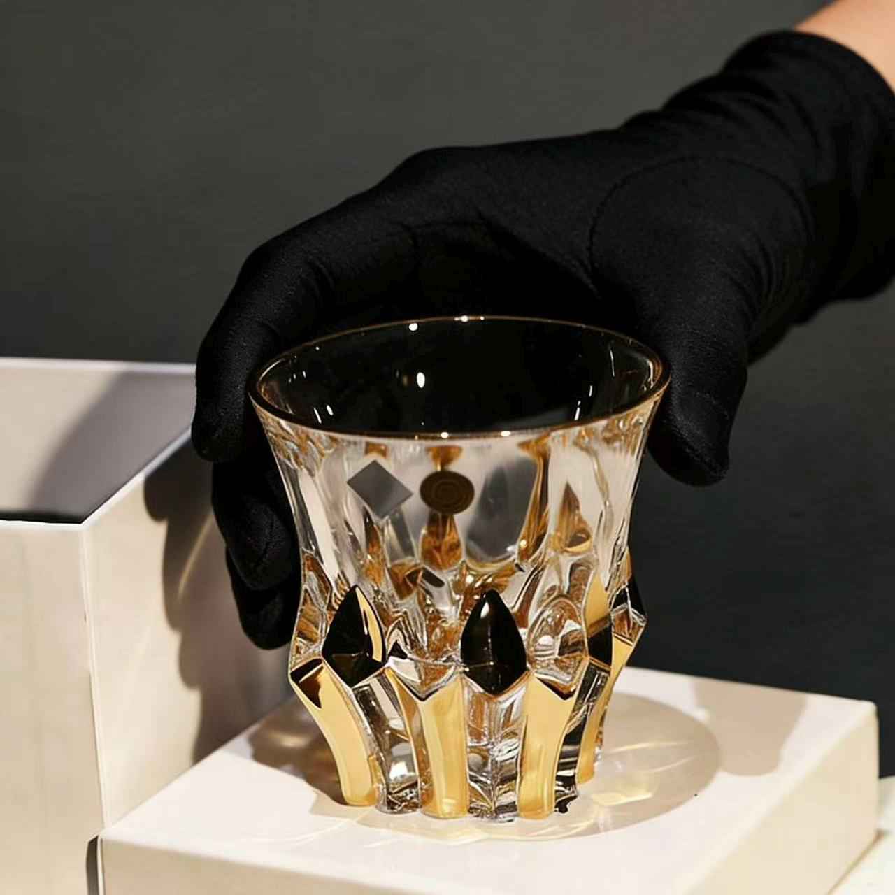 Black Gold Pyramid  Whiskey Glass | Luxury Handmade Gift