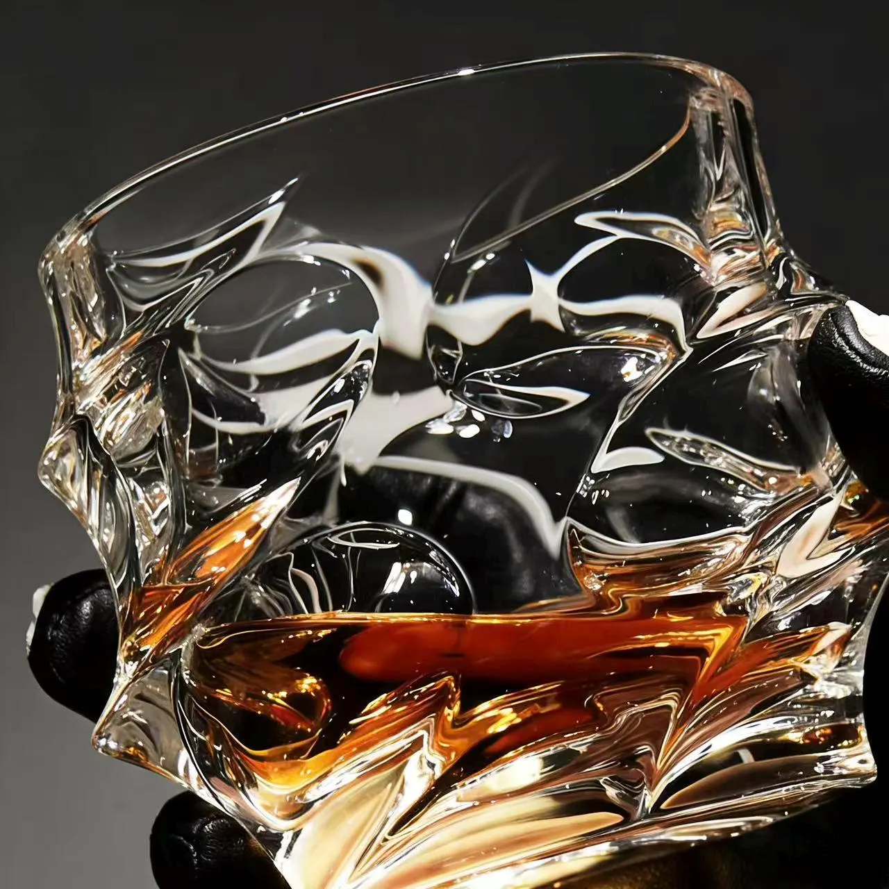 Clear Enamel Floral Whiskey Glass | Luxury Handmade Gifts