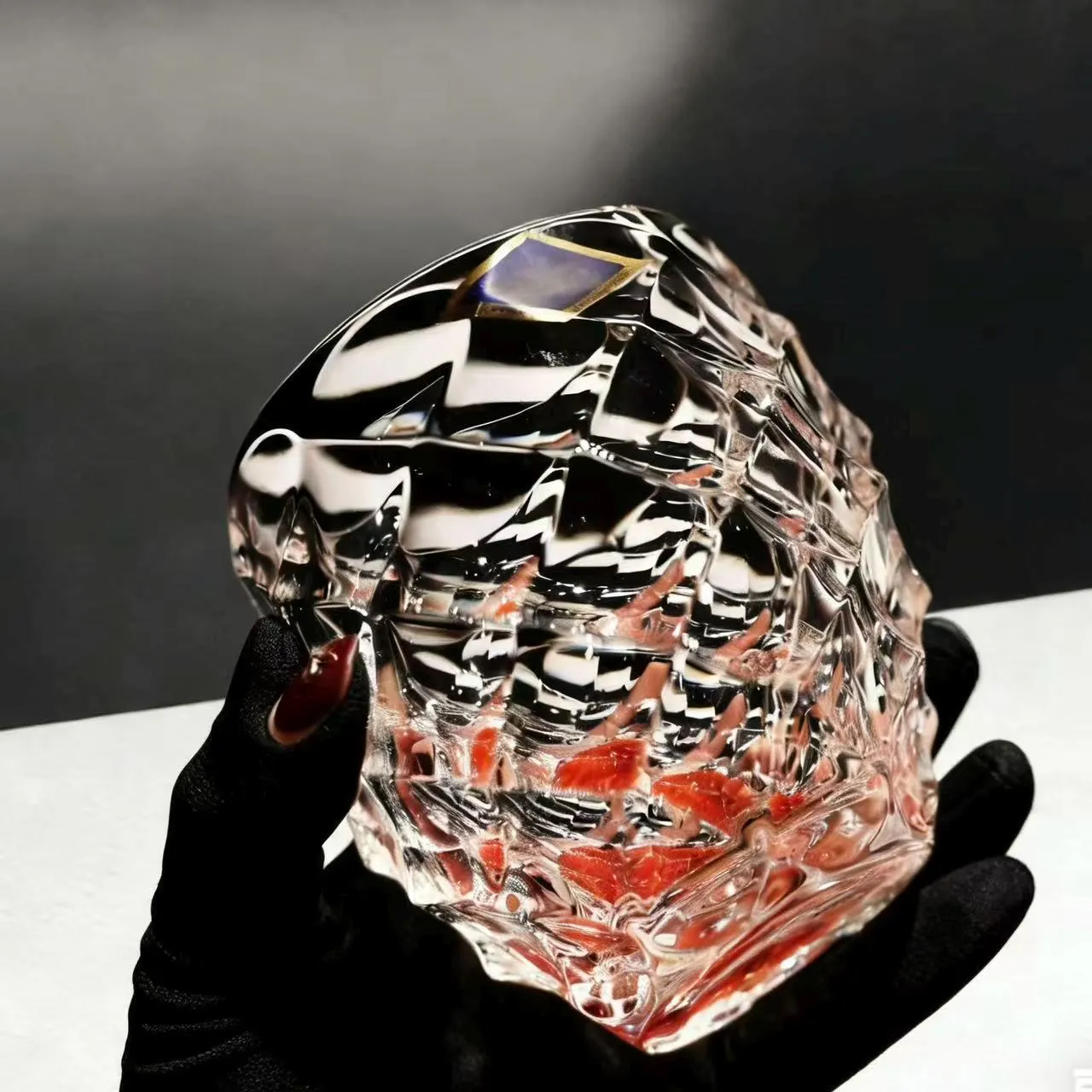 Clear Ice Crack Whiskey Glass | Luxury Handmade Gift