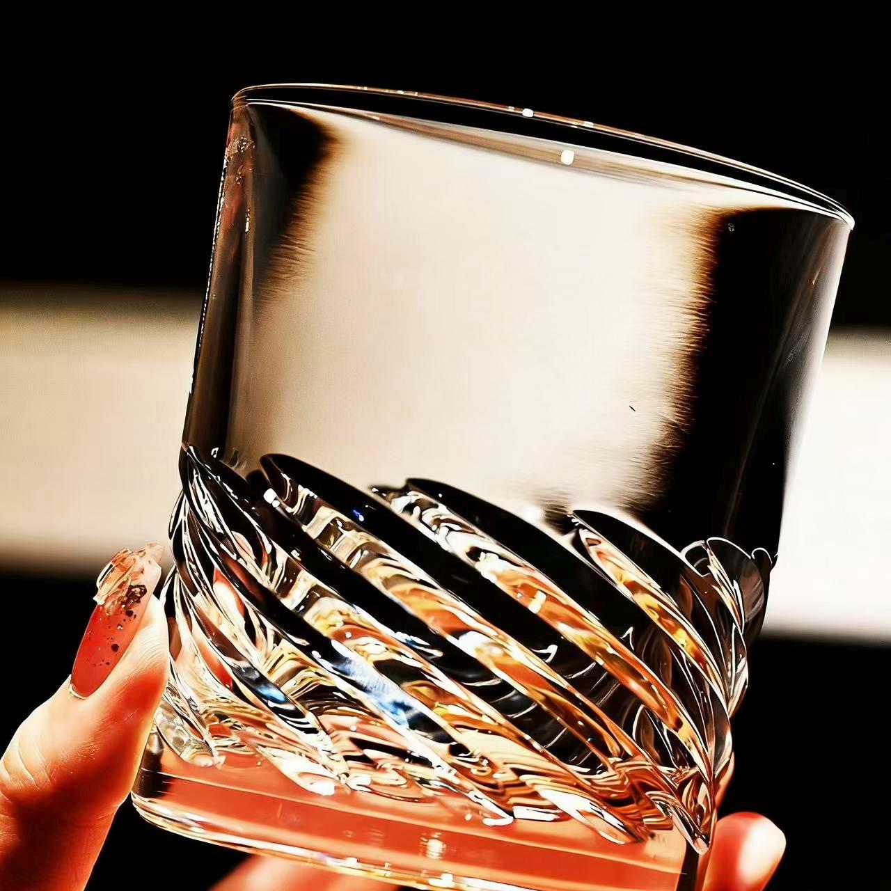 Clear Swirl Wave Whiskey Glass | Luxury Handmade Gift