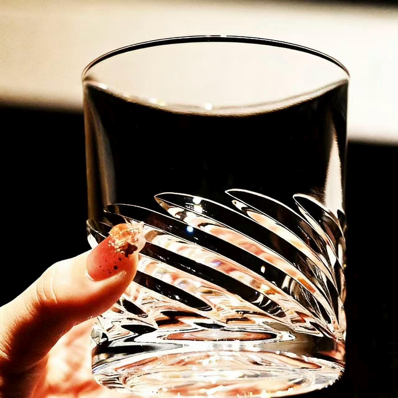 Clear Swirl Wave Whiskey Glass | Luxury Handmade Gift