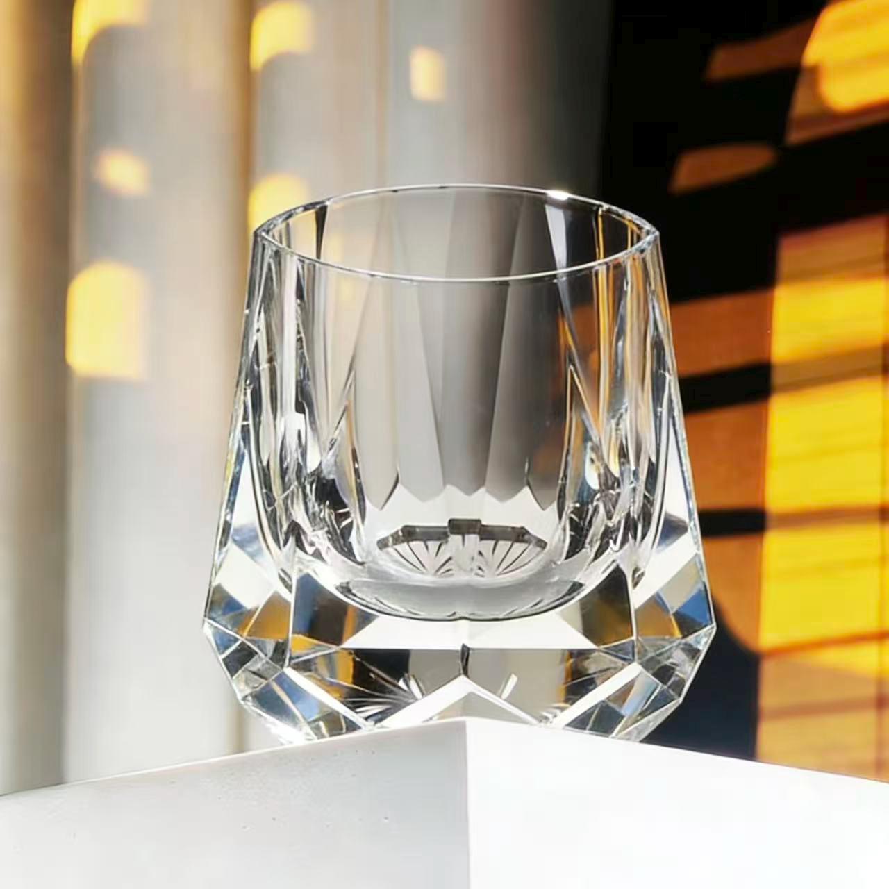 Clear Faceted Crystal Whiskey Glass | Luxury Handmade Gift