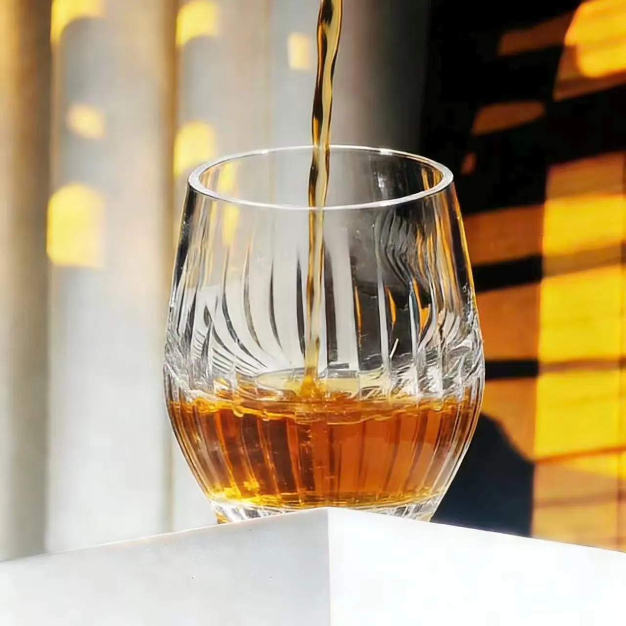 Clear Vertical Ribbon Crystal Glass | Luxury Handmade Gift