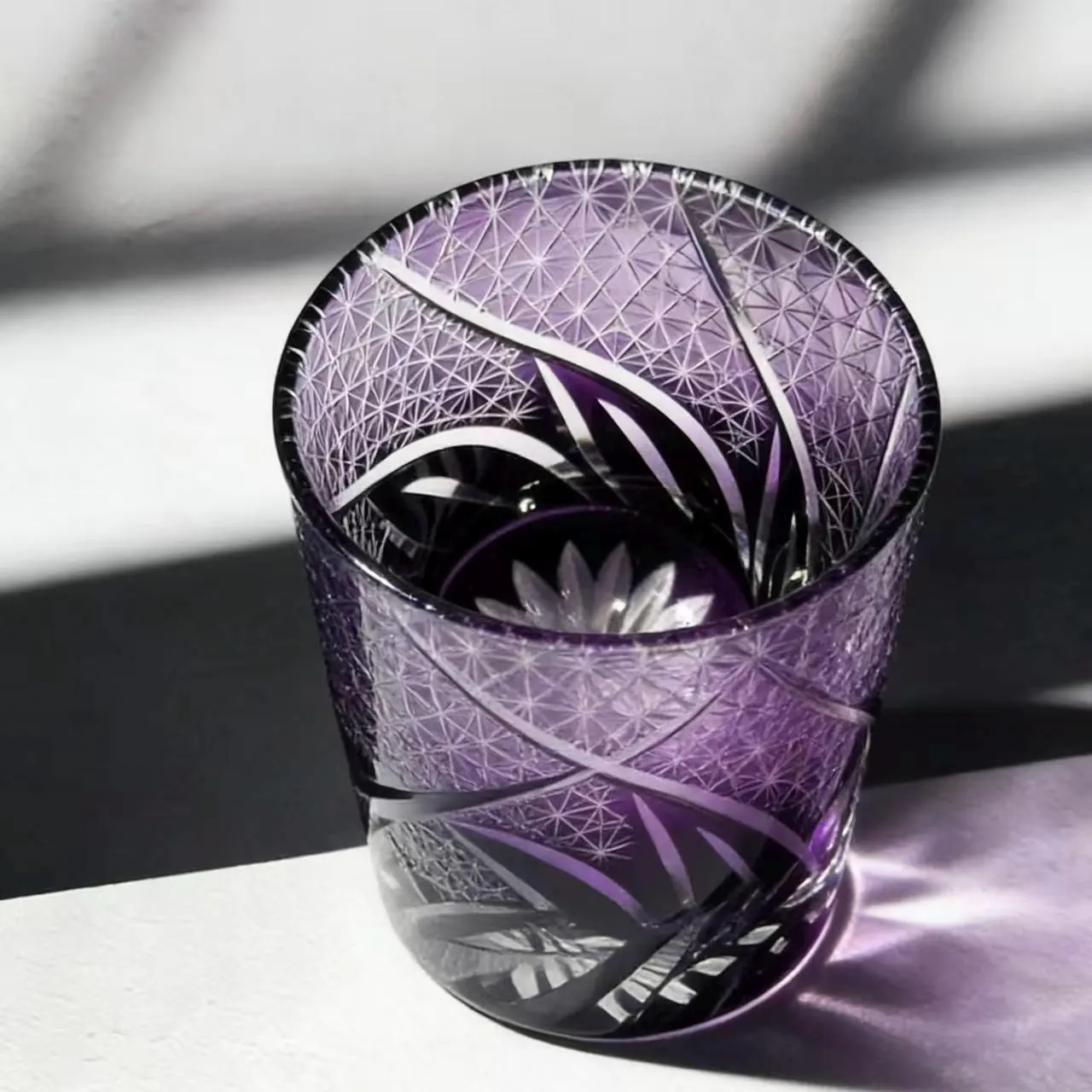 Purple Star Web Edo Kiriko Crystal Glass | Luxury Handmade Gift🎁