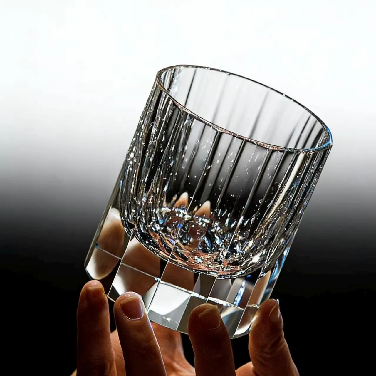 Clear Vertical Fluted Crystal Whiskey Glass | Luxury Handmade Gif