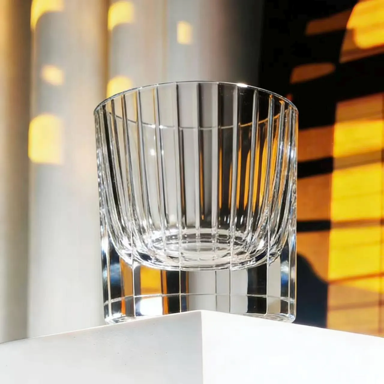 Clear Vertical Fluted Crystal Whiskey Glass | Luxury Handmade Gif