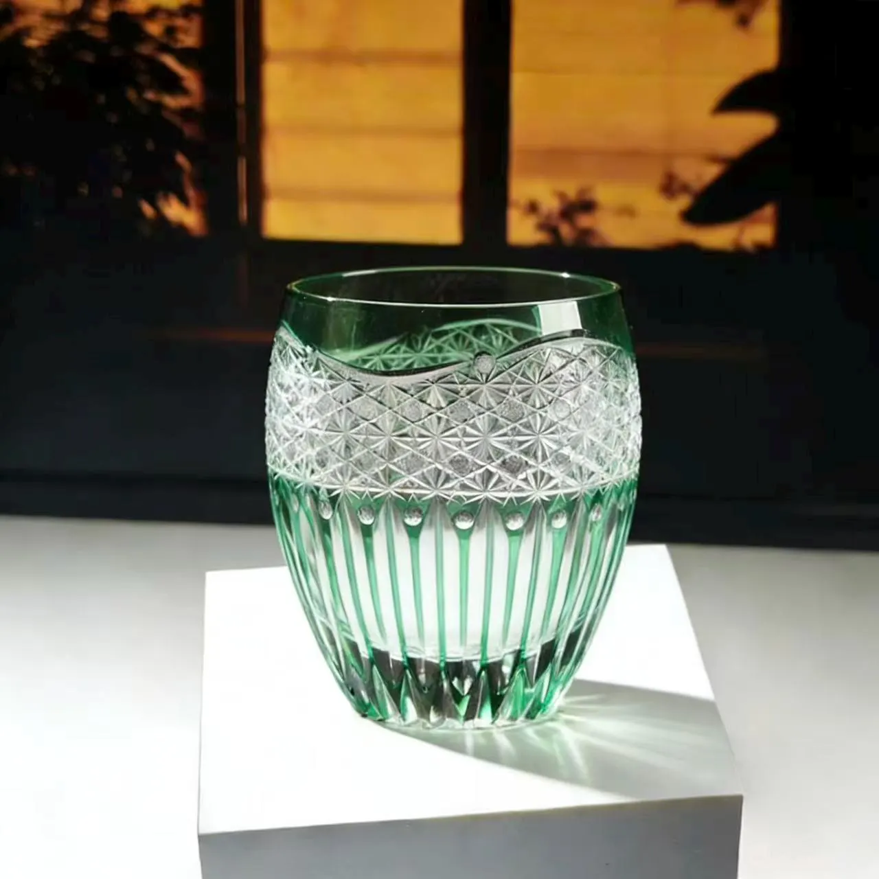 Purple Wave Star Web Edo Kiriko Crystal Glass | Luxury Handmade Gift