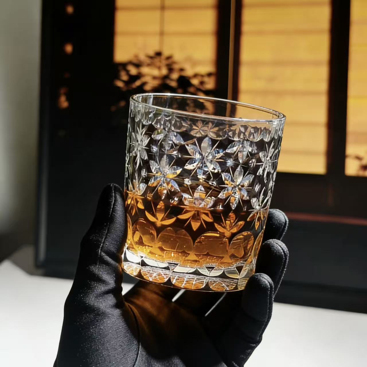 Clear Sakura Edo Kiriko Crystal Glass | Luxury Handmade Gift 🎁