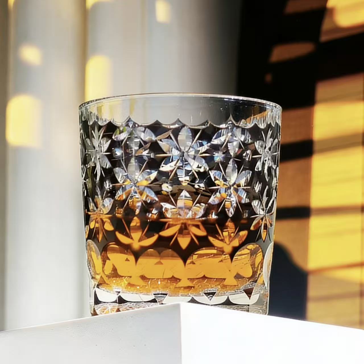 Clear Sakura Edo Kiriko Crystal Glass | Luxury Handmade Gift 🎁