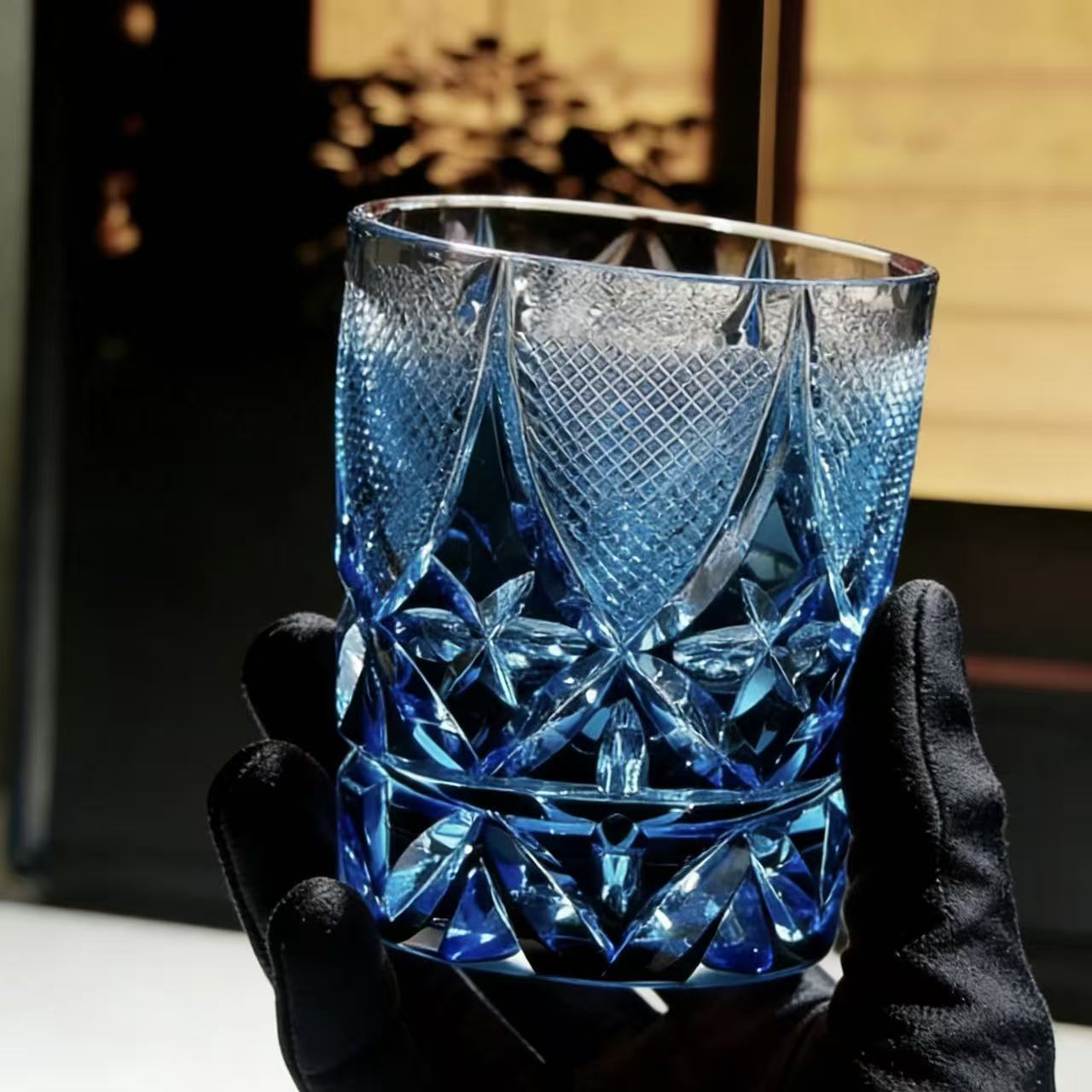 Blue Star Diamond Edo Kiriko Glass | Luxury Handmade Gift 🎁