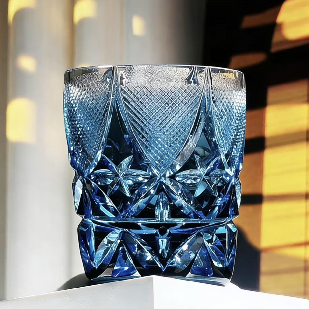 Blue Star Diamond Edo Kiriko Glass | Luxury Handmade Gift 🎁