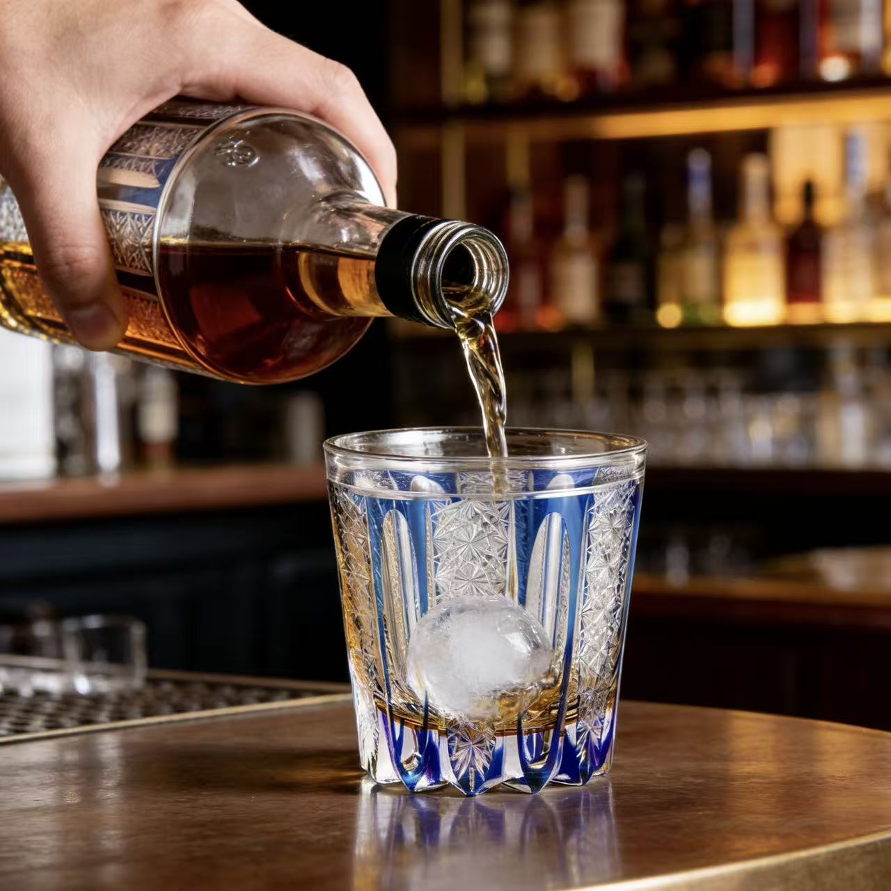 Blue Star Web Edo Kiriko Crystal Glass | Luxury Handmade Gift 🎁