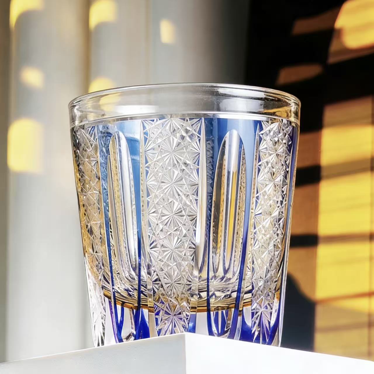 Blue Star Web Edo Kiriko Crystal Glass | Luxury Handmade Gift 🎁