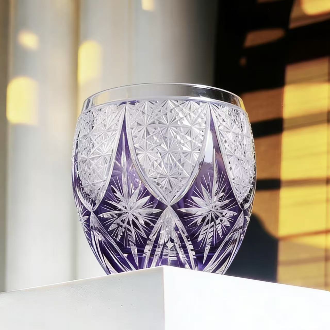 Purple Star Web Edo Kiriko Crystal Glass | Luxury Handmade Gift 🎁