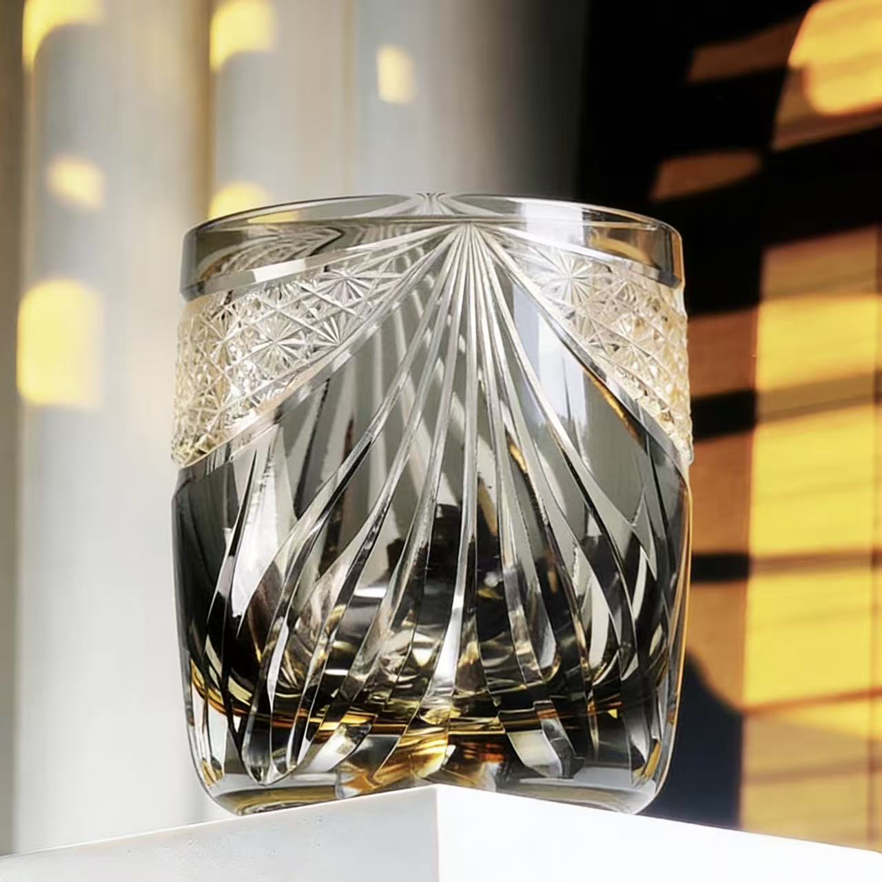 Clear Fan Star Web Edo Kiriko Glass | Luxury Handmade Gift 🎁