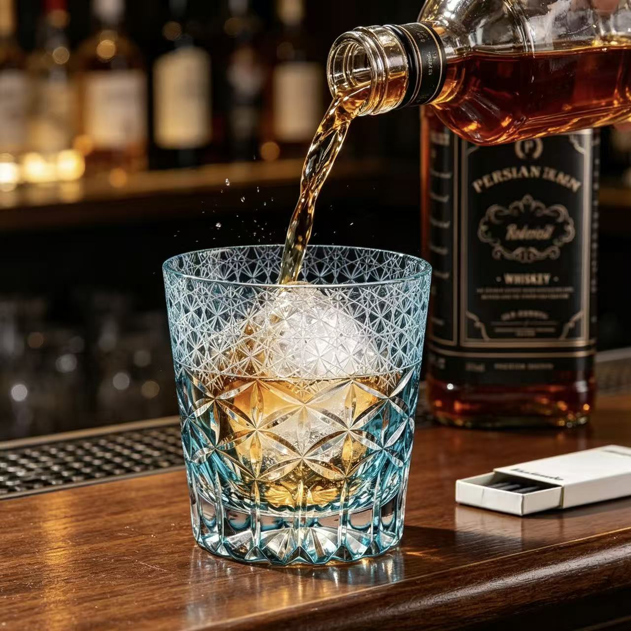 VSVEE Aqua Grid Edo Kiriko Whiskey Glass | Luxury Crystal Gift