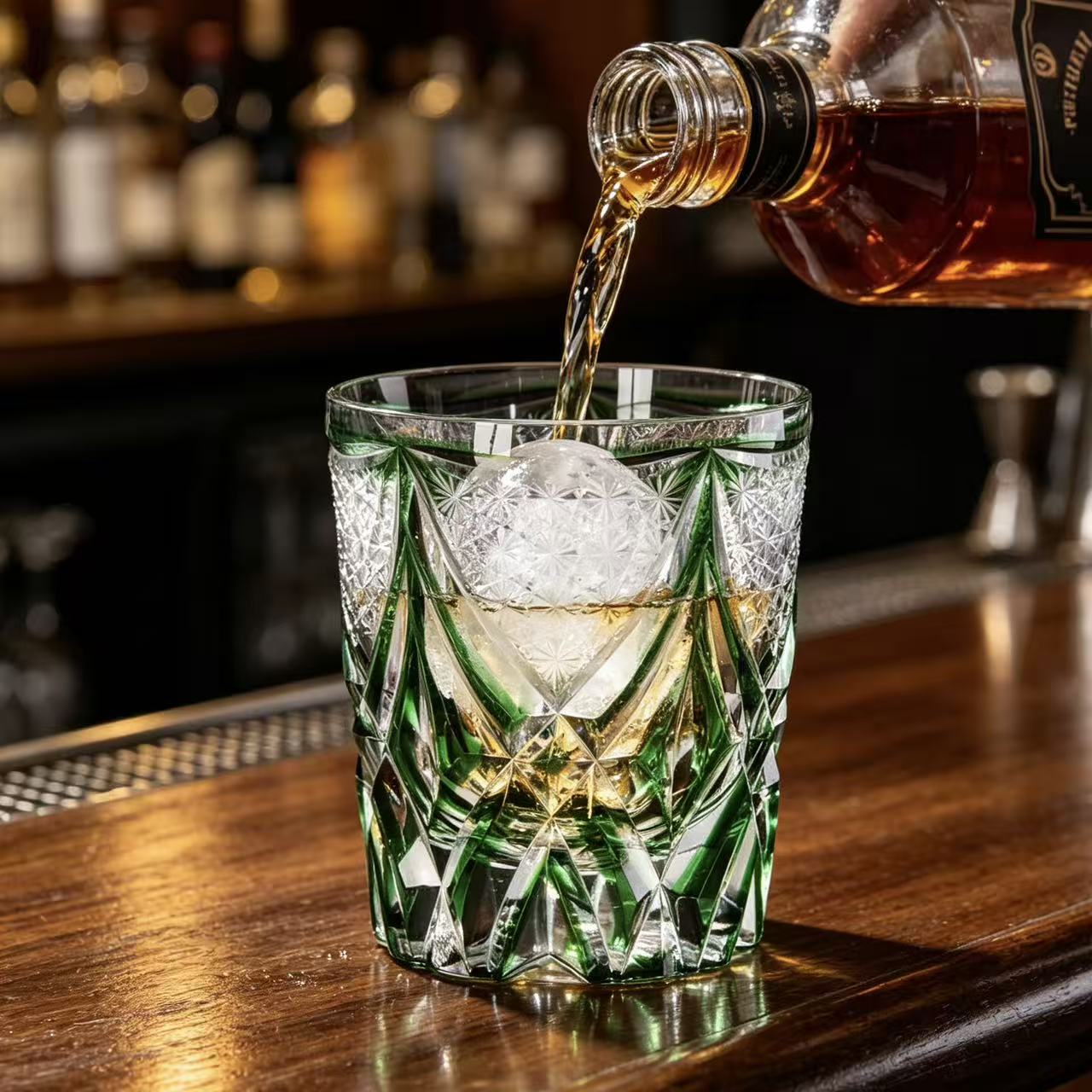 VSVEE Emerald Edo Kiriko Whiskey Glass | Luxury Crystal Gift