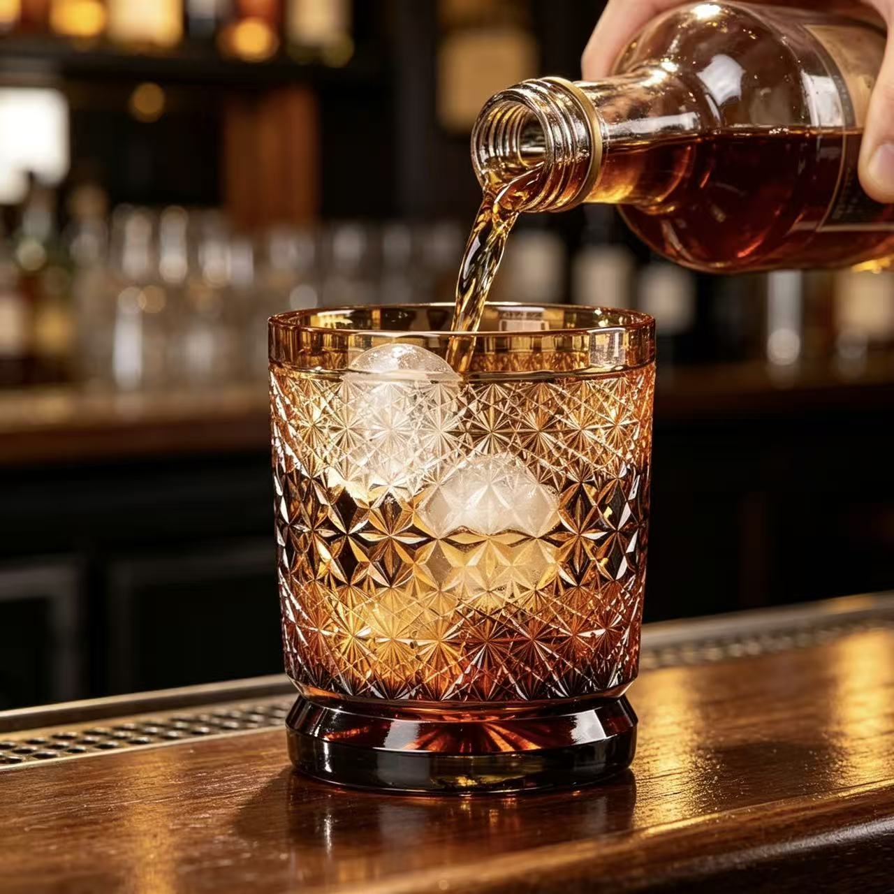 SVEE Amber Edo Kiriko Whiskey Glass | Luxury Crystal Gift