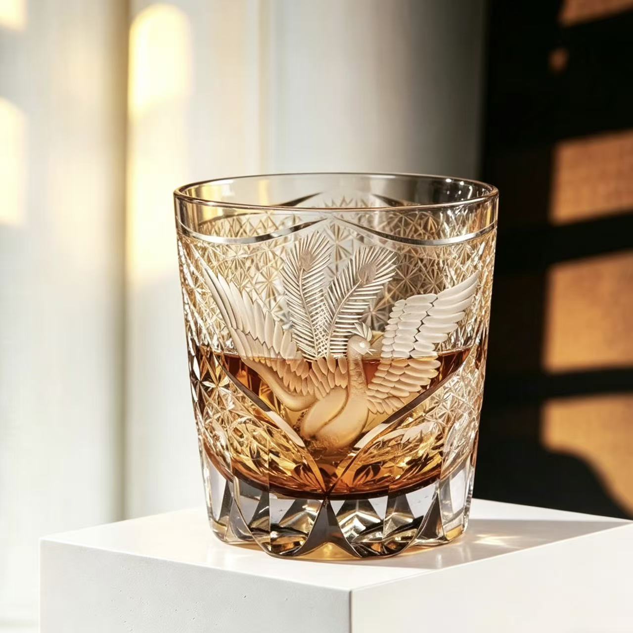 VSVEE Phoenix Edo Kiriko Whiskey Glass | Luxury Crystal Gift