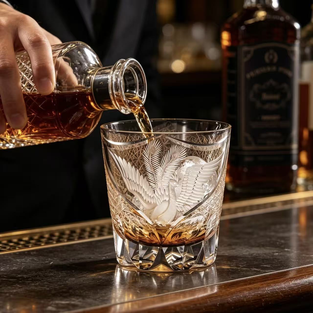 VSVEE Phoenix Edo Kiriko Whiskey Glass | Luxury Crystal Gift