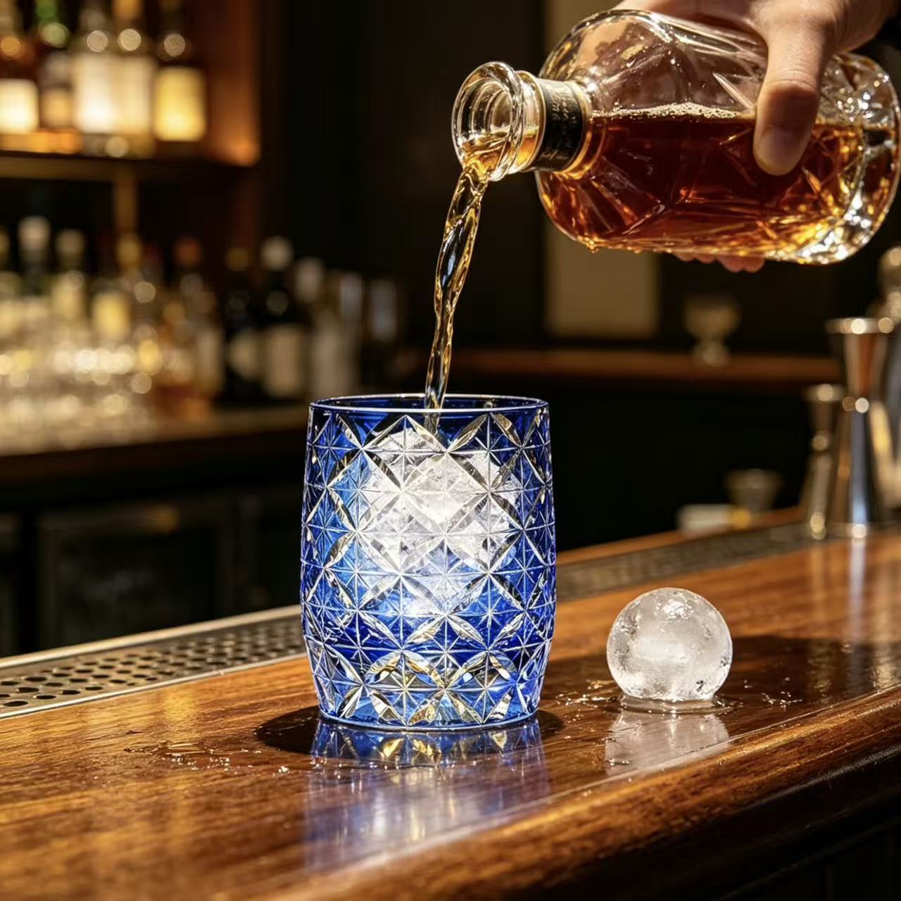 VSVEE Sapphire Edo Kiriko Whiskey Glass | Luxury Crystal Gift