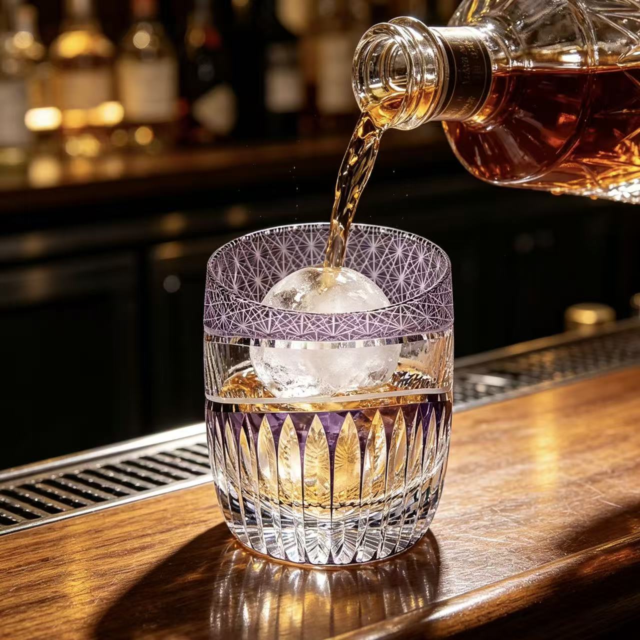VSVEE Purple Edo Kiriko Whiskey Glass | Luxury Crystal Gift