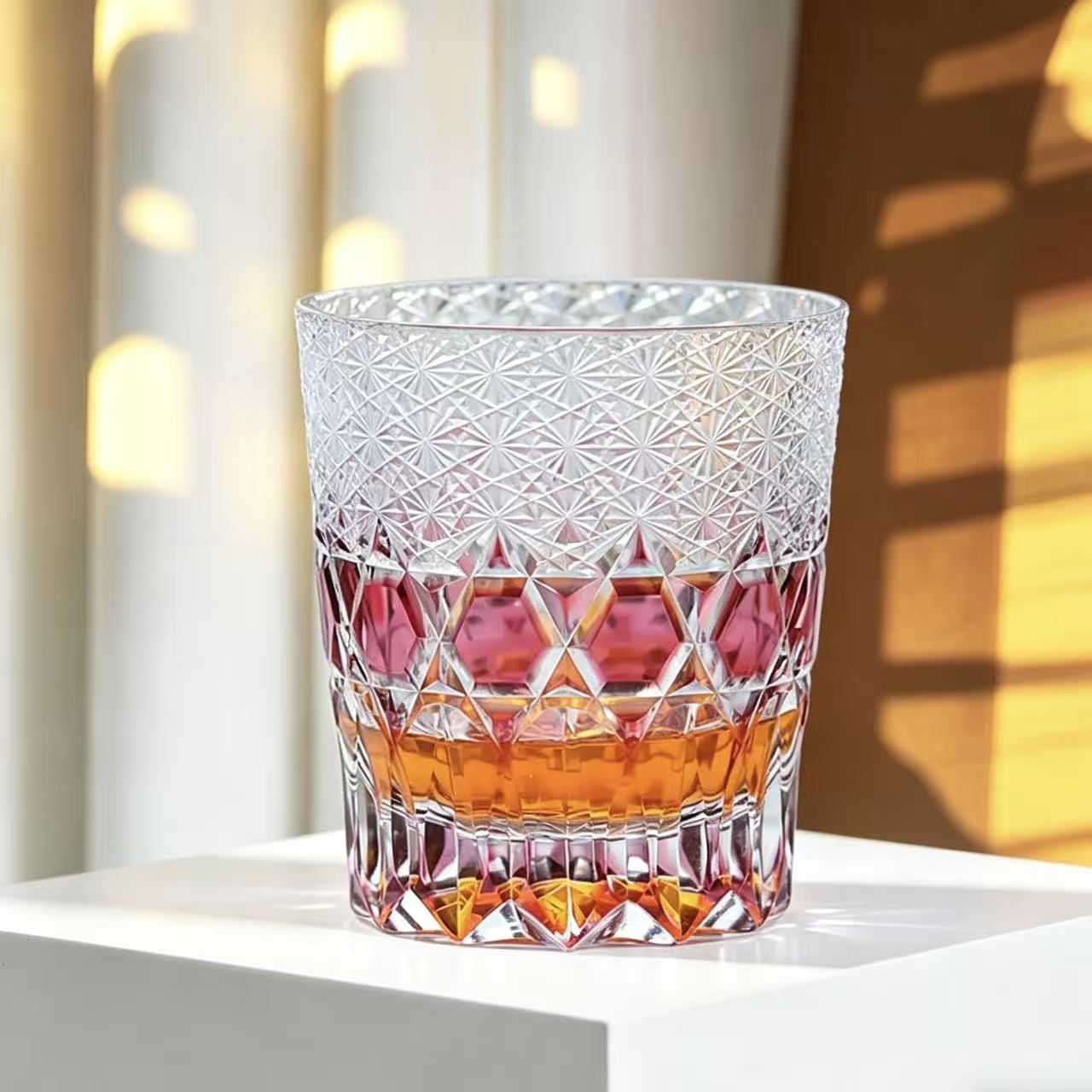 VSVEE Pink Diamond Edo Kiriko Whiskey Glass | Luxury Crystal Gift