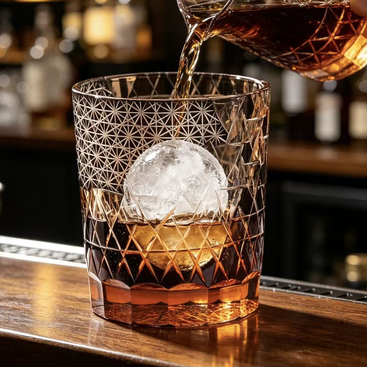 VSVEE Amber Mountain Edo Kiriko Whiskey Glass | Luxury Crystal Gift