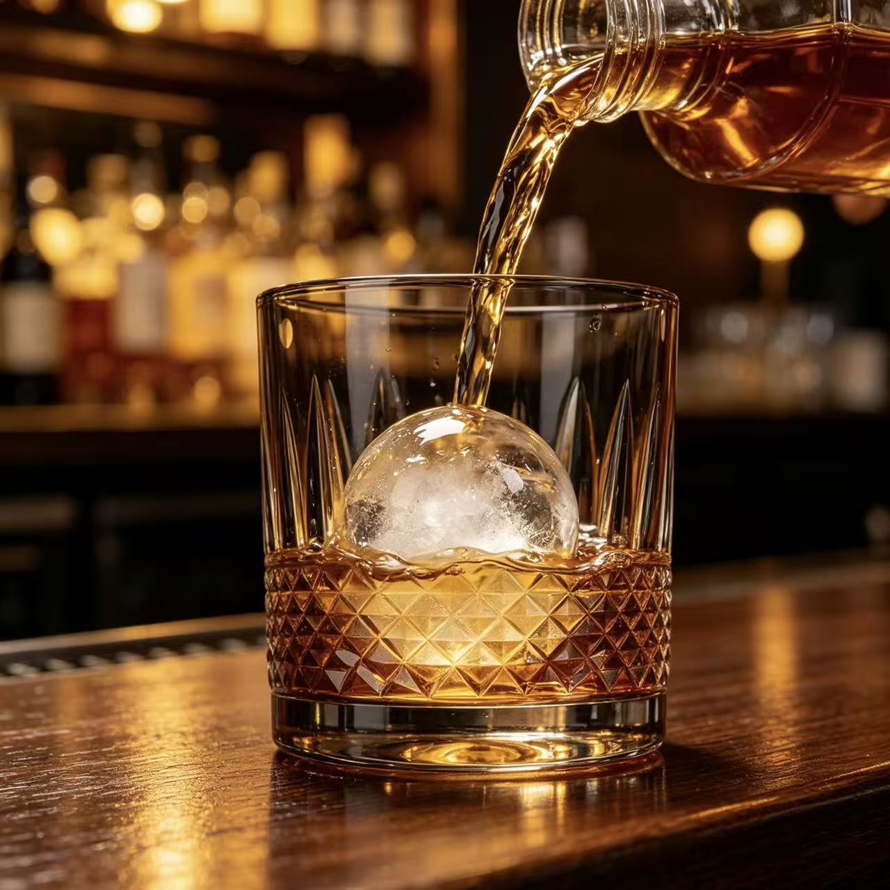 VSVEE Amber Spiked Diamond Edo Kiriko Whiskey Glass | Handcrafted Gift