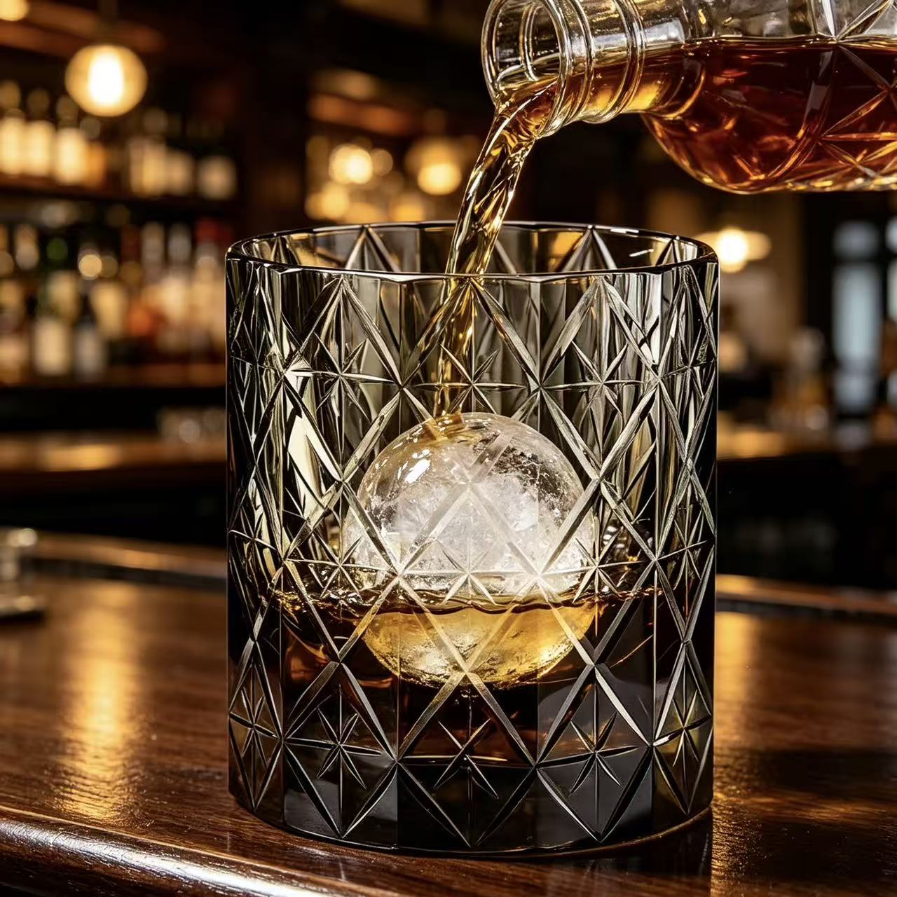 VSVEE Smoky Grey Grid Edo Kiriko Whiskey Glass | Handcrafted Gift