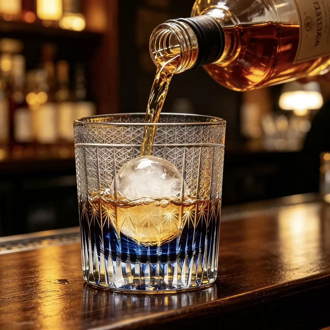 VSVEE Deep Blue Starburst Edo Kiriko Whiskey Glass | Luxury Handmade Gift