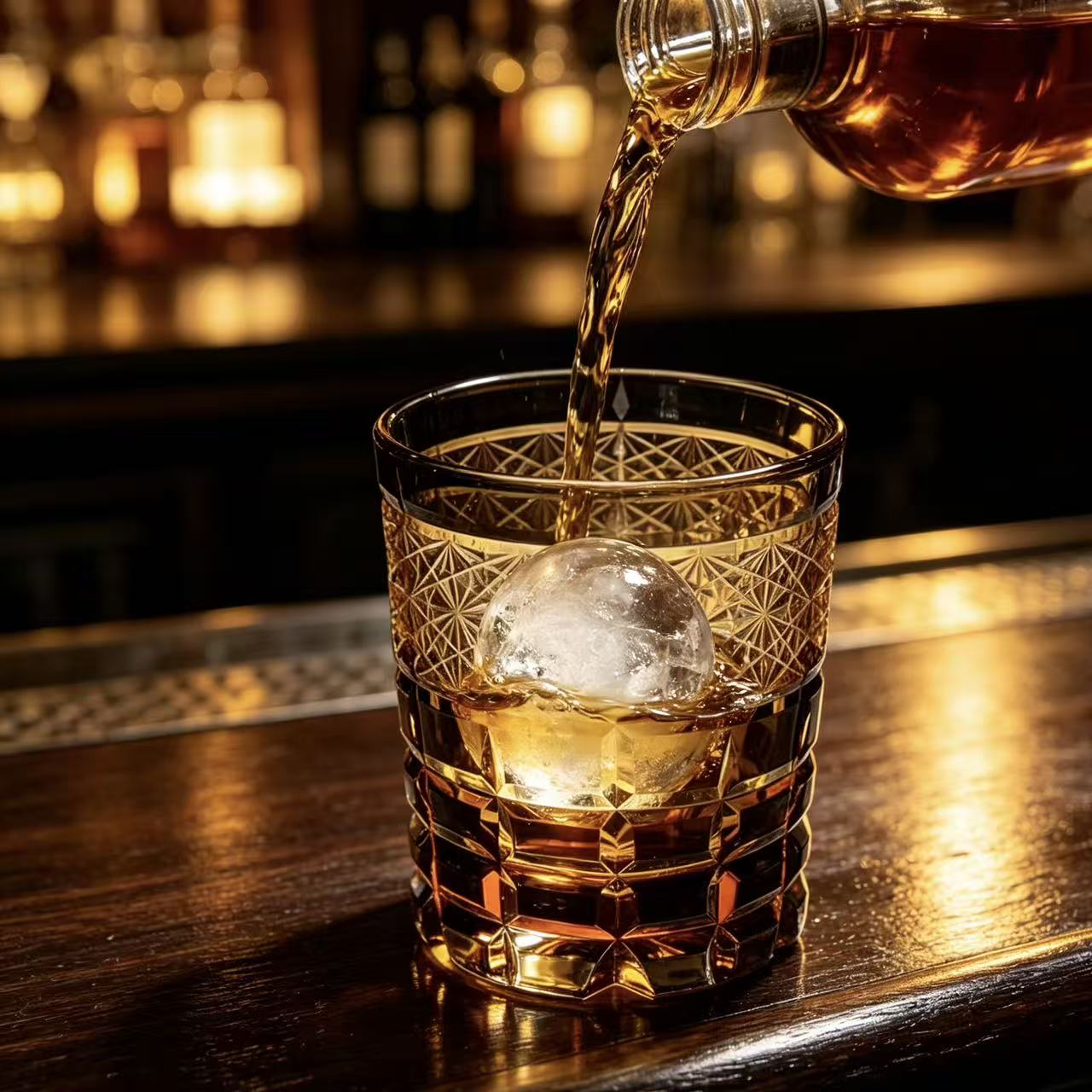 VSVEE Amber Star Grid Edo Kiriko Whiskey Glass | Handmade Luxury Gift