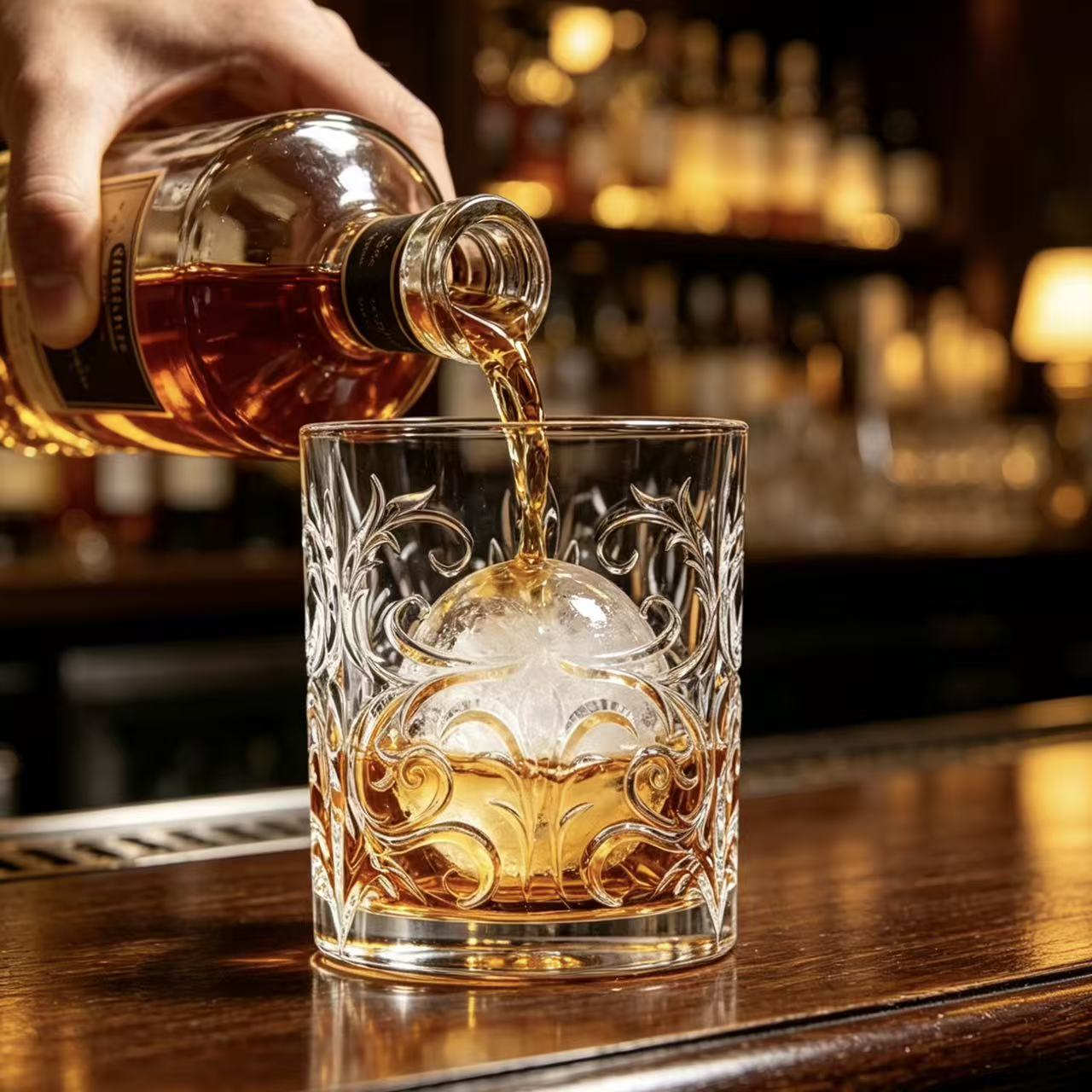 VSVEE Clear Floral Scroll Edo Kiriko Whiskey Glass | Luxury Crystal Gift