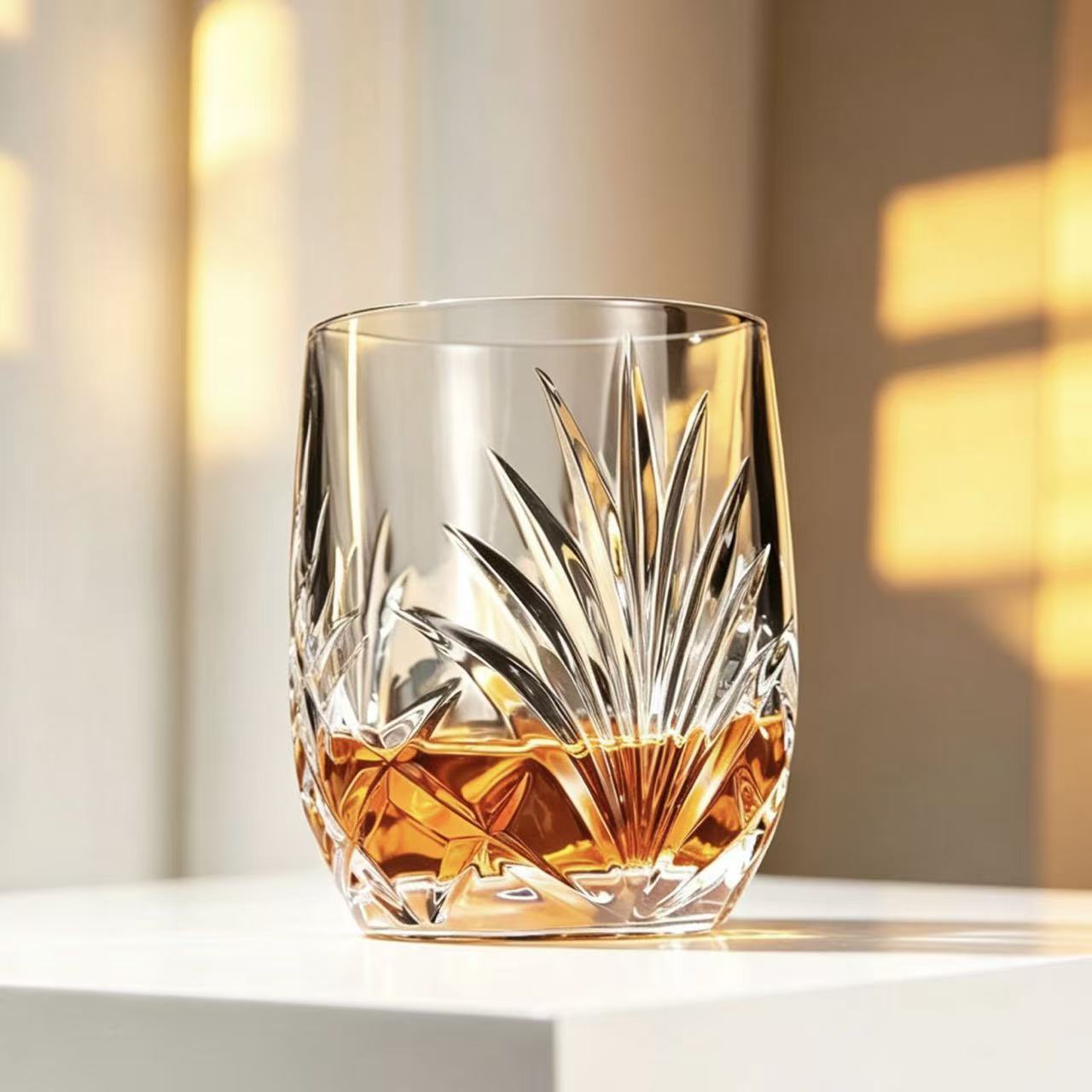 VSVEE Clear Sunburst Edo Kiriko Whiskey Glass | Luxury Crystal Gift