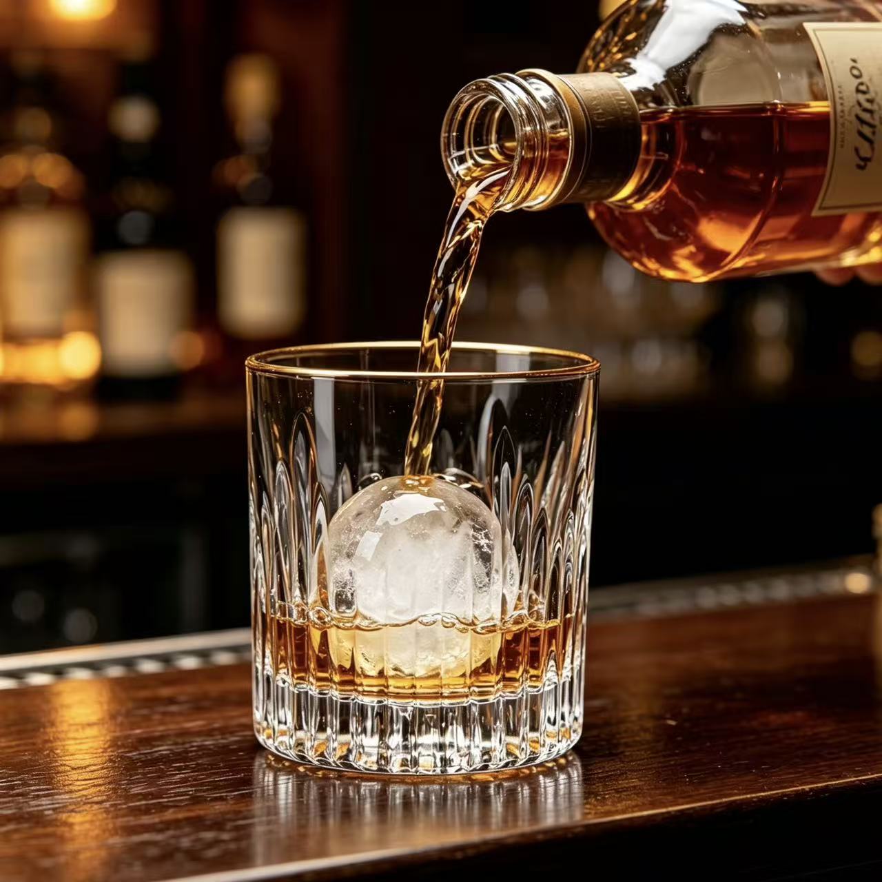 VSVEE Gold Rim Vertical Cut Edo Kiriko Whiskey Glass | Luxury Crystal Gift