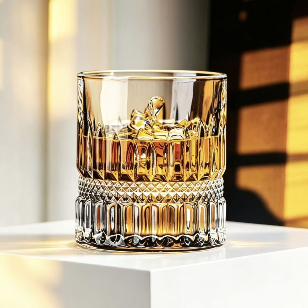 VSVEE Tiered Diamond Vertical Cut Edo Kiriko Whiskey Glass | Luxury Crystal Gift
