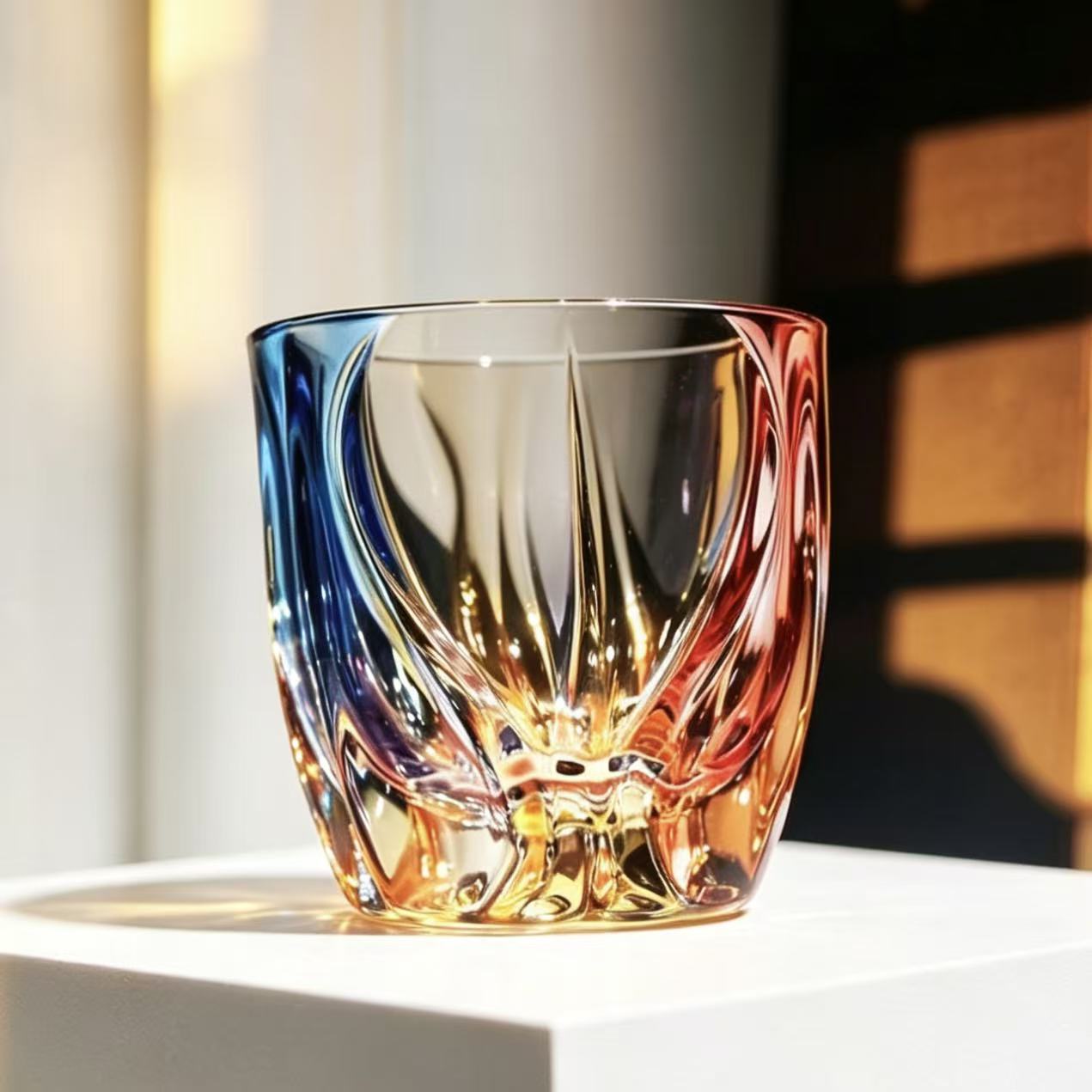 VSVEE Clear Vertical Ridge  Whiskey Glass | Luxury Handmade Gift