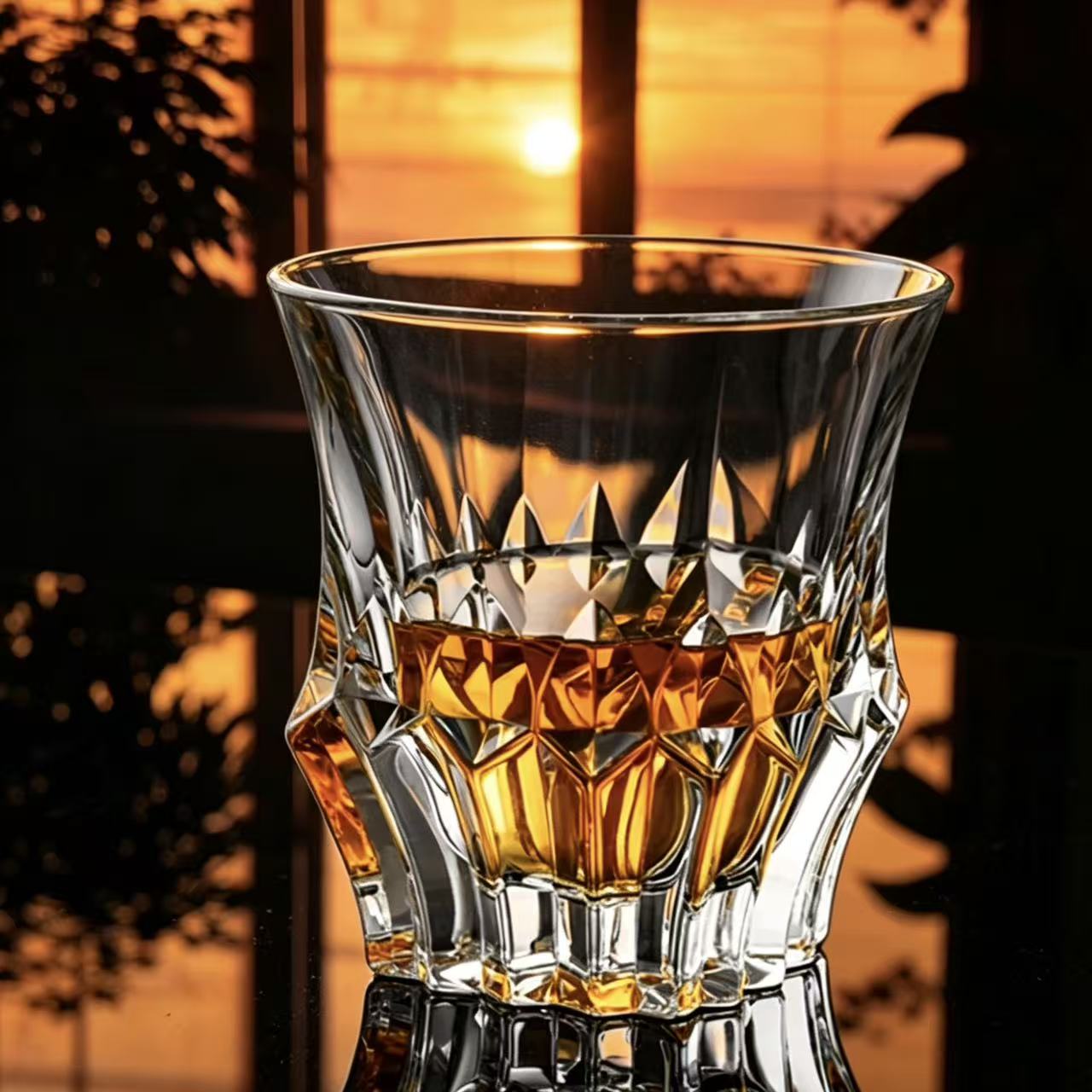 VSVEE Black Gold Pyramid  Whiskey Glass | Luxury Handmade Gift