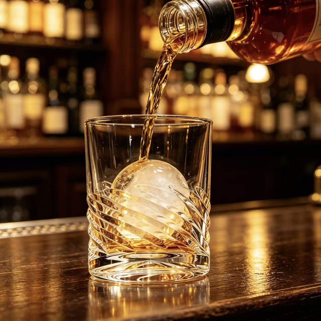 VSVEE Clear Swirl Wave Whiskey Glass | Luxury Handmade Gift