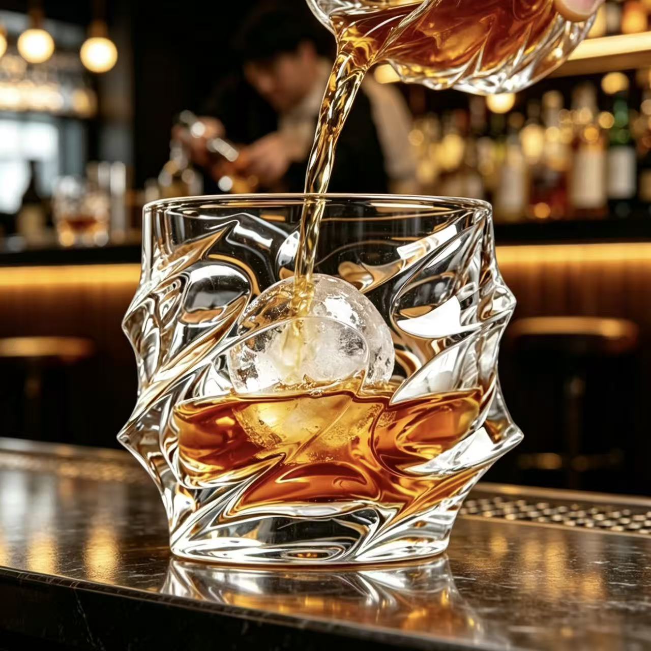 VSVEE Clear Enamel Floral Whiskey Glass | Luxury Handmade Gifts