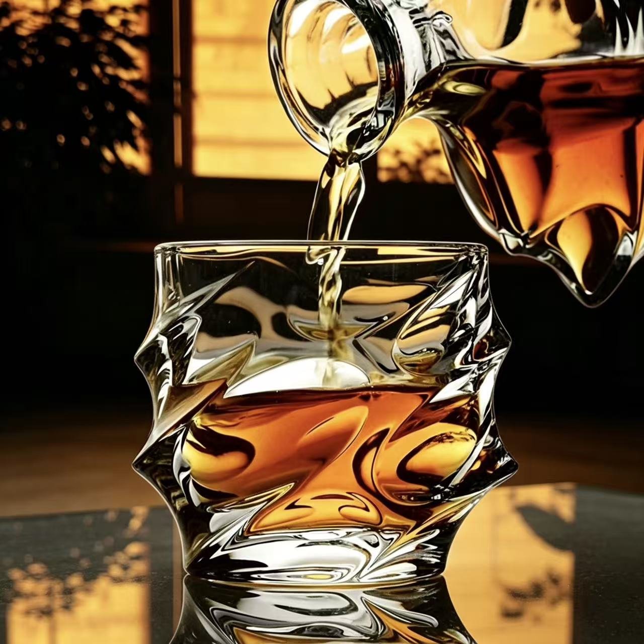 VSVEE Clear Enamel Floral Whiskey Glass | Luxury Handmade Gifts