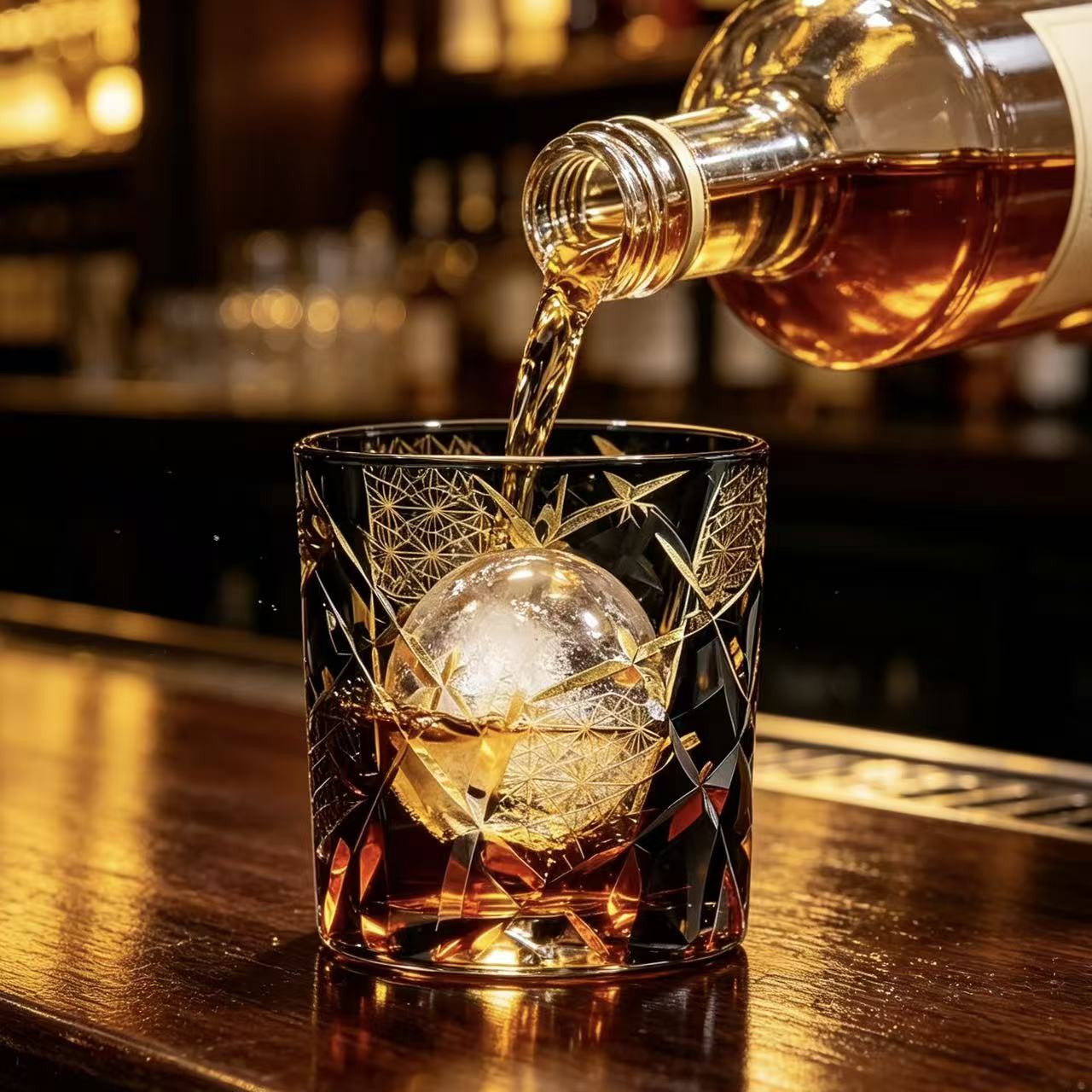 VSVEE Black Gold Dragonfly Edo Kiriko  Whiskey Glass | Luxury Handmade Gift