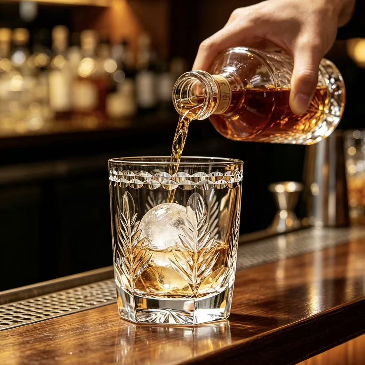 VSVEE Clear Laurel Leaf Edo Kiriko Whiskey Glass | Luxury Crystal Gift