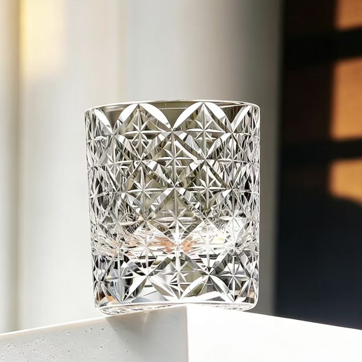 VSVEE Clear Starburst Edo Kiriko Whiskey Glass | Luxury Crystal Gift