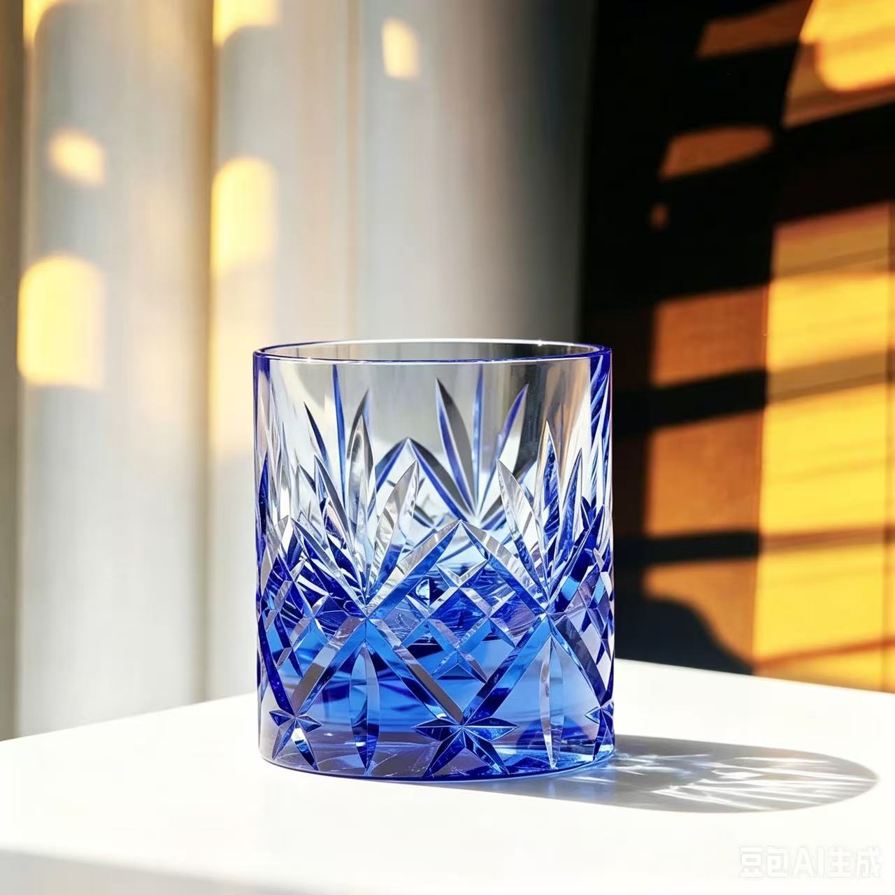 VSVEE Sapphire Starburst Edo Kiriko Whiskey Glass | Luxury Crystal 